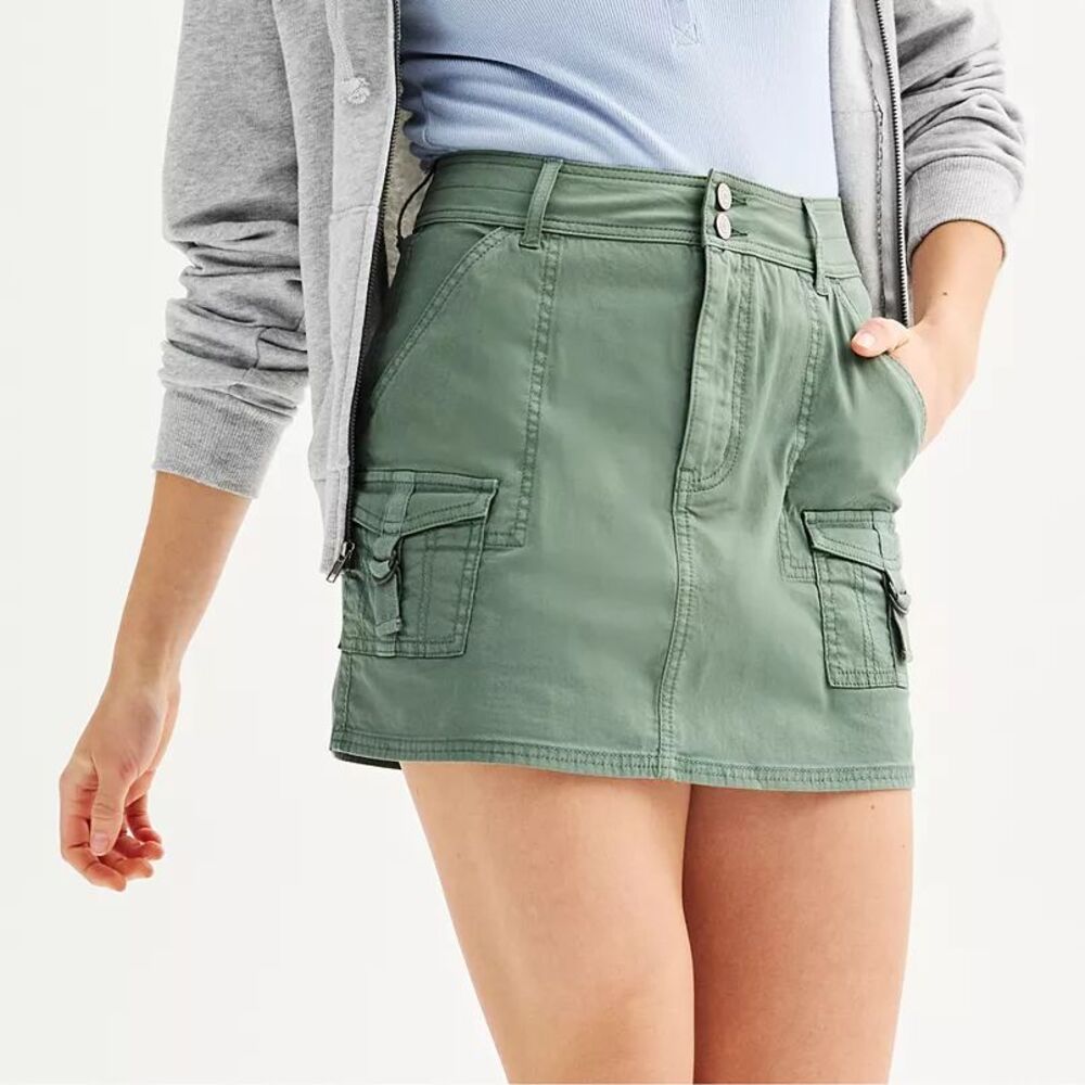 SO Sonoma Cargo Mini Skirt Womens Size 1 / 25W Juniors Green Utility Y2K